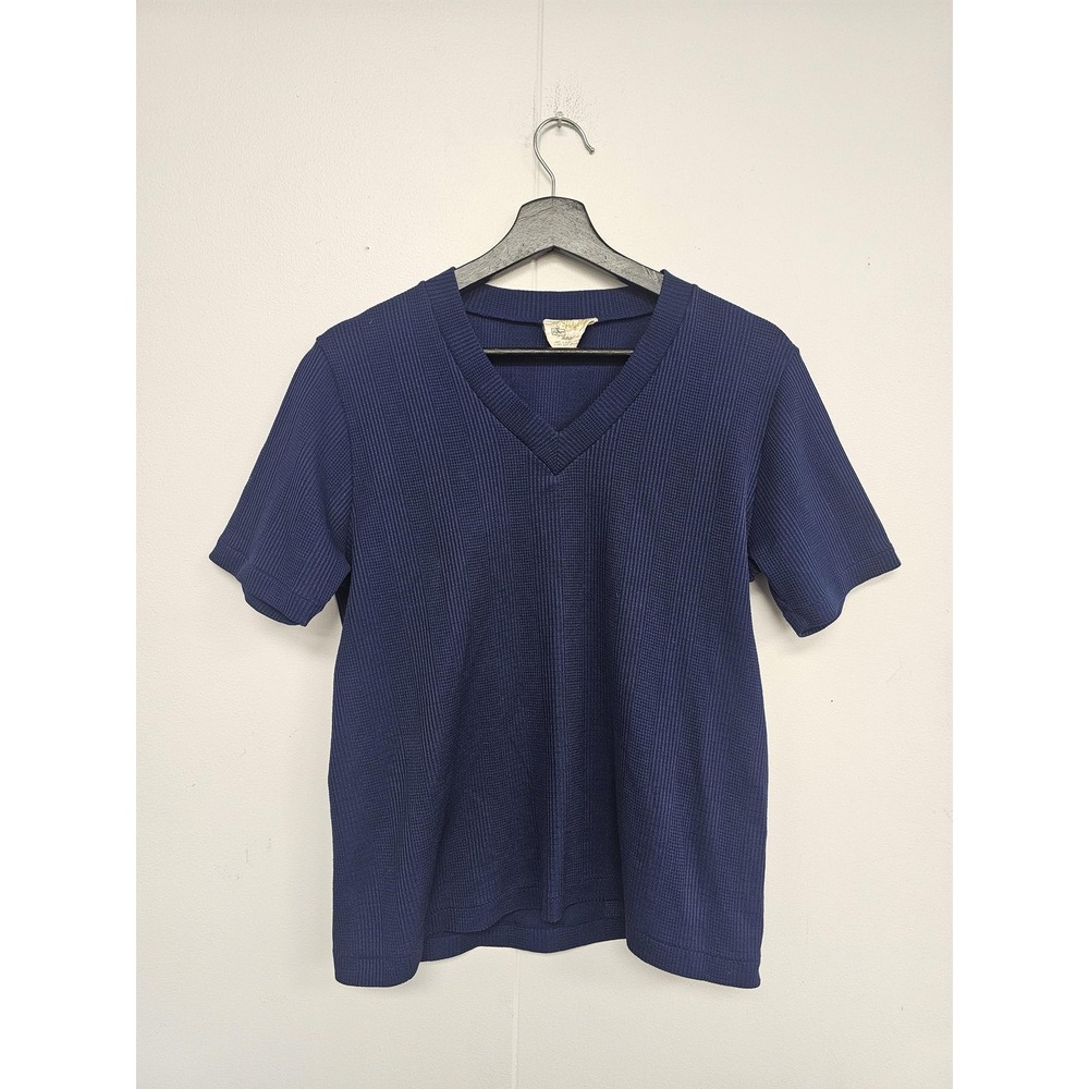 Vintage‎ Lady Manhattan Sweater Womens Large Blue Knit V Neck Short Sleeve